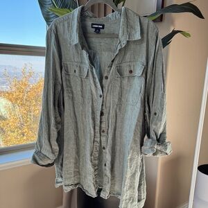Lands' End Sage Green Linen Shirt